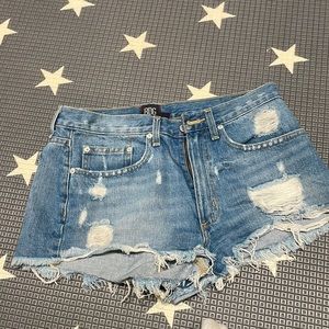 Denim mid rise shorts